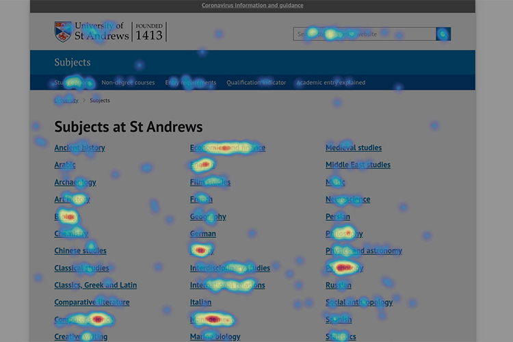 Website click heatmap